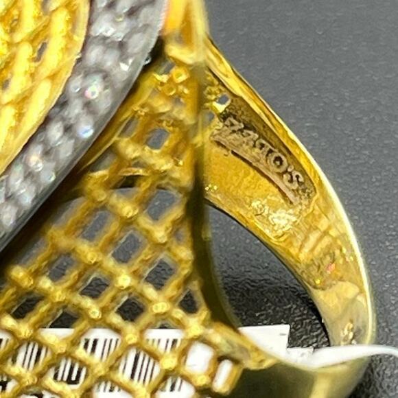 Sterling Silver Vermeil Signed Spider Web Weave CZ Pave Ring Sz 7.5 New - Picture 8 of 11